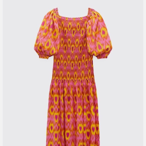 Zara Pink and Orange Off-Shoulder Maxi Dress - Picture 3 of 6